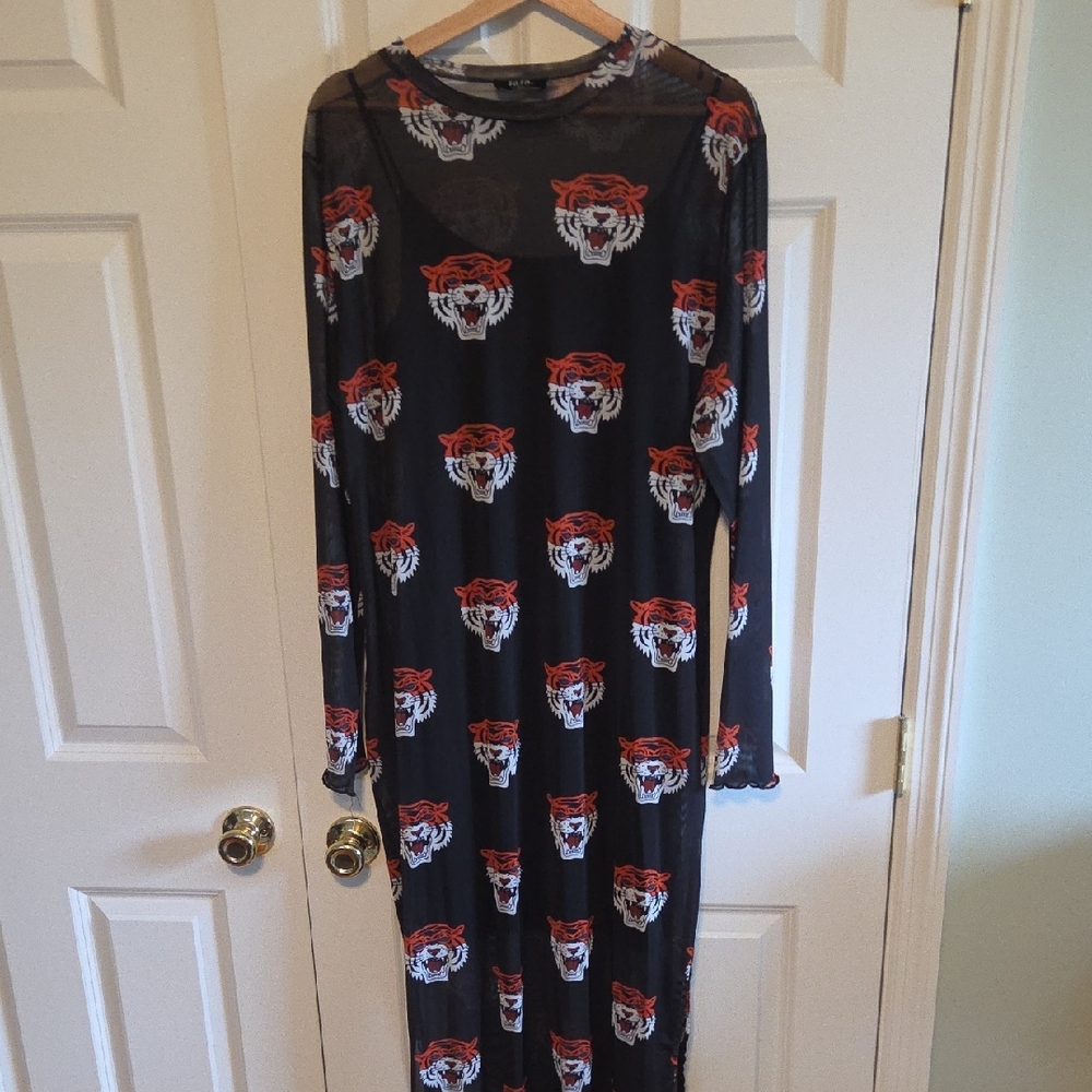 Dressed in LALA Mad About You Black Maxi Dress with Tiger Print